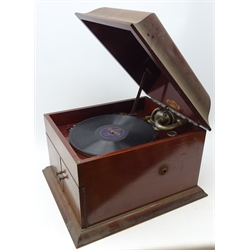  Tyrela mahogany cased table top Gramophone with inbuilt speaker   