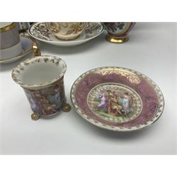 Wedgwood majolica leaf plate, together with another similar and together with a Dresden figure, etc 