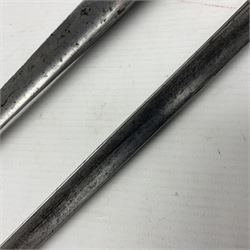 Brown Bess type New Land Pattern socket bayonet L47cm; and a Royal Enfield Pattern 1853 socket bayonet; both lacking scabbard (2)