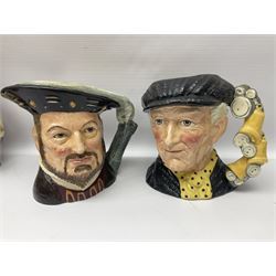 Six Royal Doulton character jugs, including Pearly King D6760, Henry VII D6642, Yachtsman D6820 etc 
