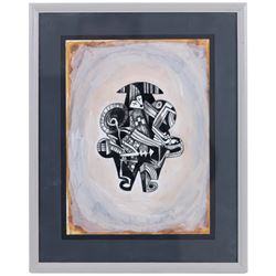 Graham Kingsley Brown (British 1932-2011): 'Pierrot (Aviator)', ink and acrylic on paper, signed and titled verso 23cm x 17cm