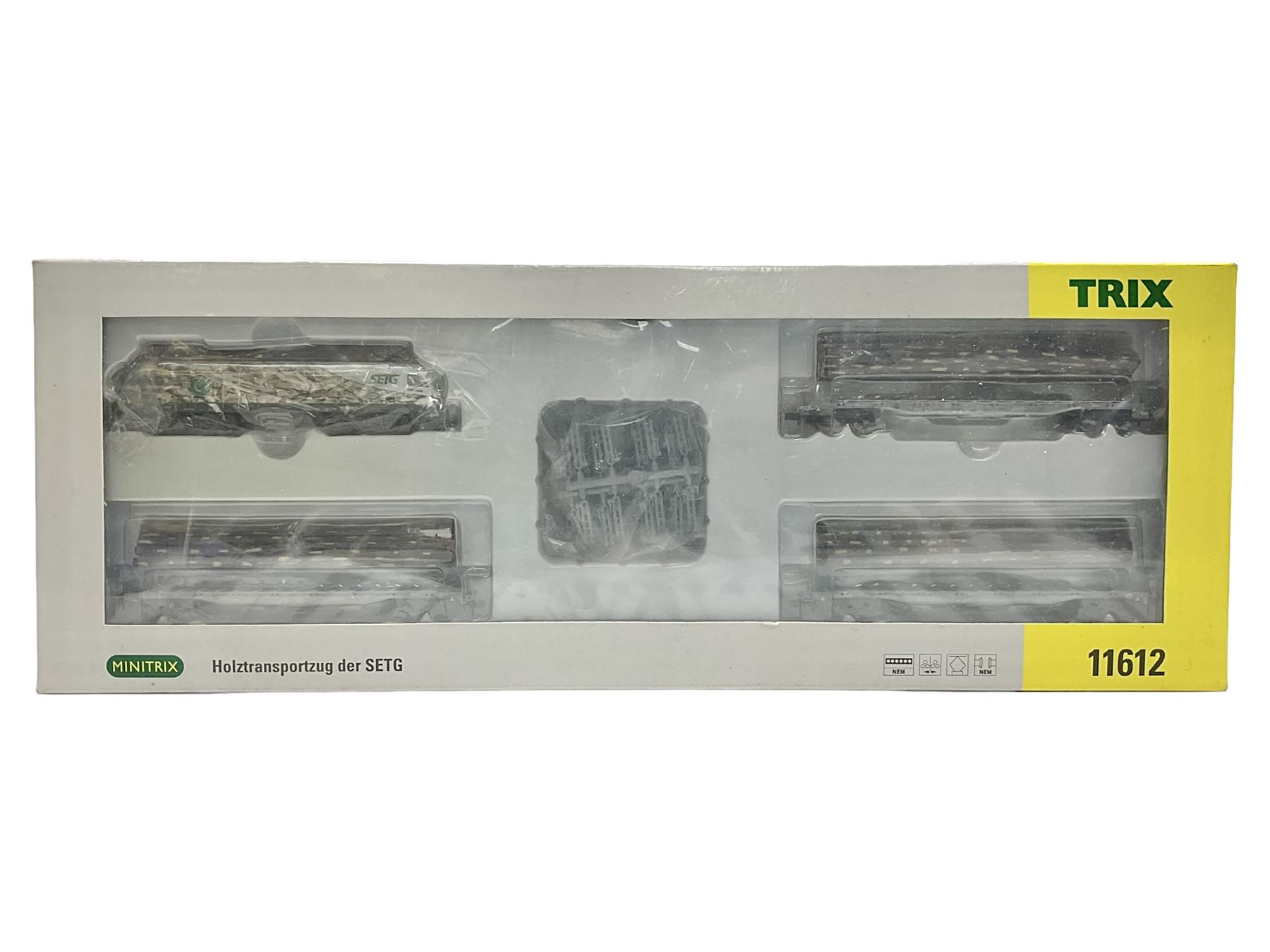 Trix Minitrix 'N' gauge - No.11612 SETG Lumber Transport Train; boxed