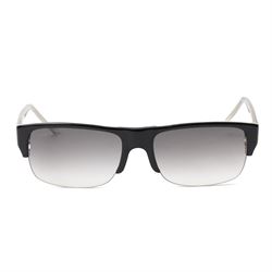 Prada - half-rim sunglasses with black acetate upper frame, clear acetate and silver-tone metal temples, graduated smoke lenses and PRADA lettering to the arms, in original hard case