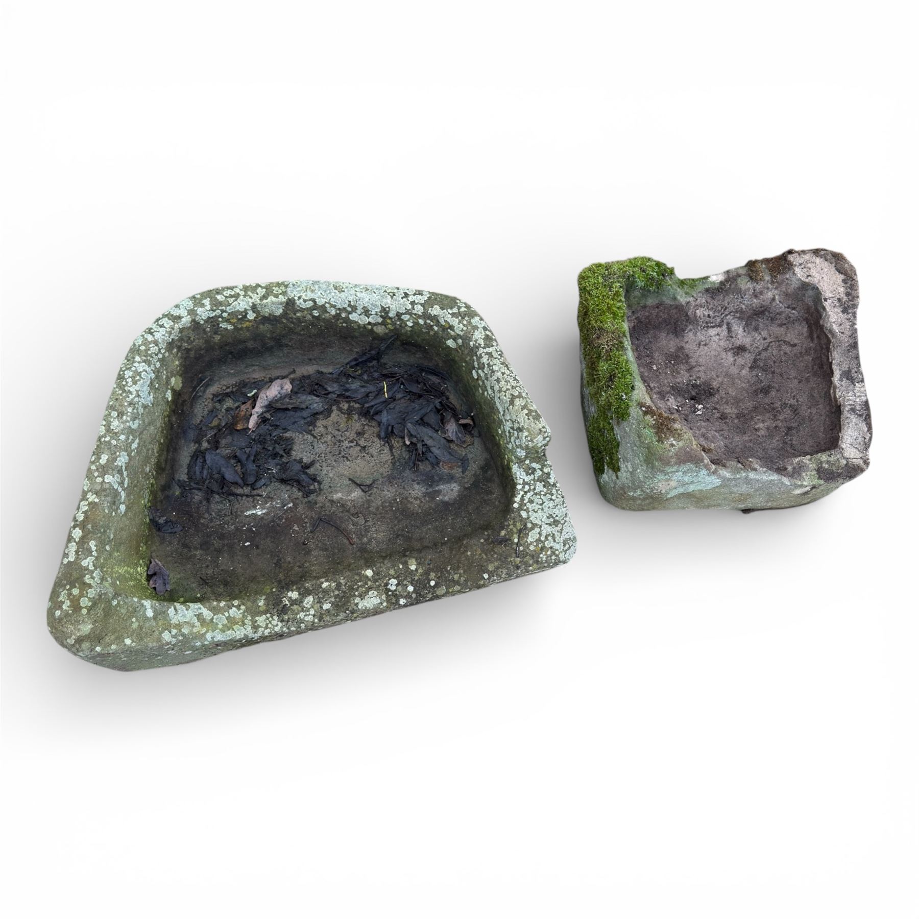 Trio of sandstone balusters with Two 19th century stone planters