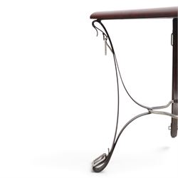 And So To Bed - pair of 'Handel' bedside or lamp tables, faux leather metal supports