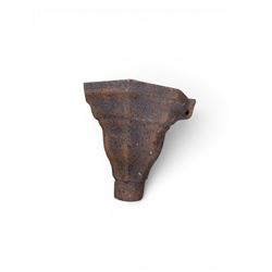 Four Victorian cast iron drain hoppers, various designs, painted in black and unfinished