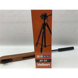 Hatsan .22 break-action air rifle retailed by Edgar brothers with 46cm barrel including fully integrated sound moderator, No.092031501; L113cm overall; in gun sleeve; together with Hawke Vantage 2-7x32 telescopic sight, Bressler Condor 24-72x100 spotting scope with carrying case and Velbon EF-61 tripod; all boxed (4)