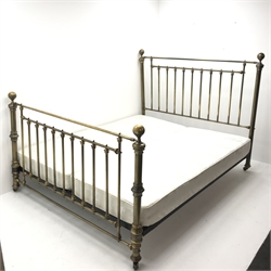 Victorian style antique brass 6' And So To bed' SuperKing bed stead, box base, W175cm, H140cm, L216cm
