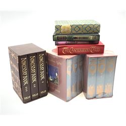 Folio Society - six slip cases including Arabian Night in six volumes, Domesday Book, Canterbury Tales, The Eagle of the Ninth etc; and Wives & Daughters lacking slip case 