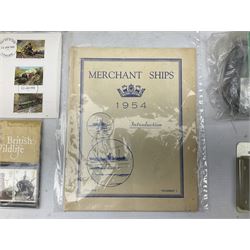 Quantity of usable postage, 1939 National Service booklet, and other ephemera to include 'When the Stars were Young' music sheet booklets, camera equipment etc