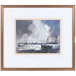 Richard Marshall (British 1944-2006): Hartlepool Harbour, oil on board signed 16cm x 21cm 