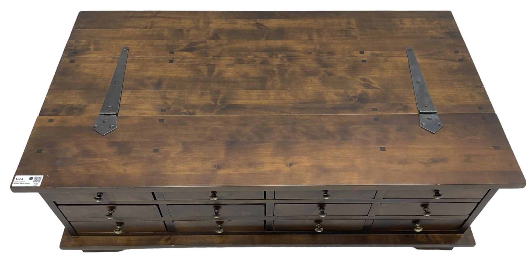 Laura Ashley - contemporary 'Garret' coffee table chest, rectangular top, fitted with twelve drawers