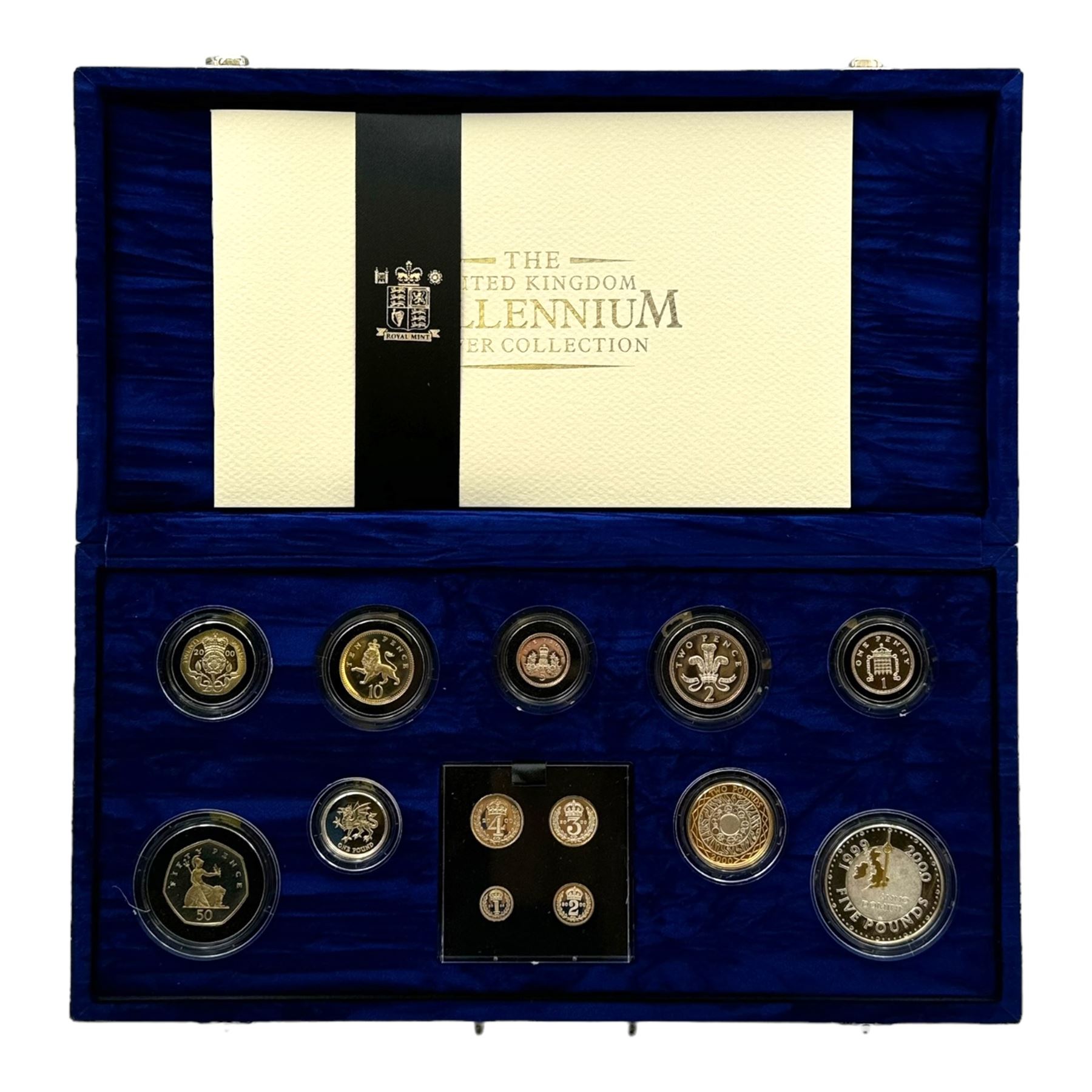The Royal Mint United Kingdom 2000 silver proof Millennium coin collection, including Maundy coins, number 8478, cased with certificate

