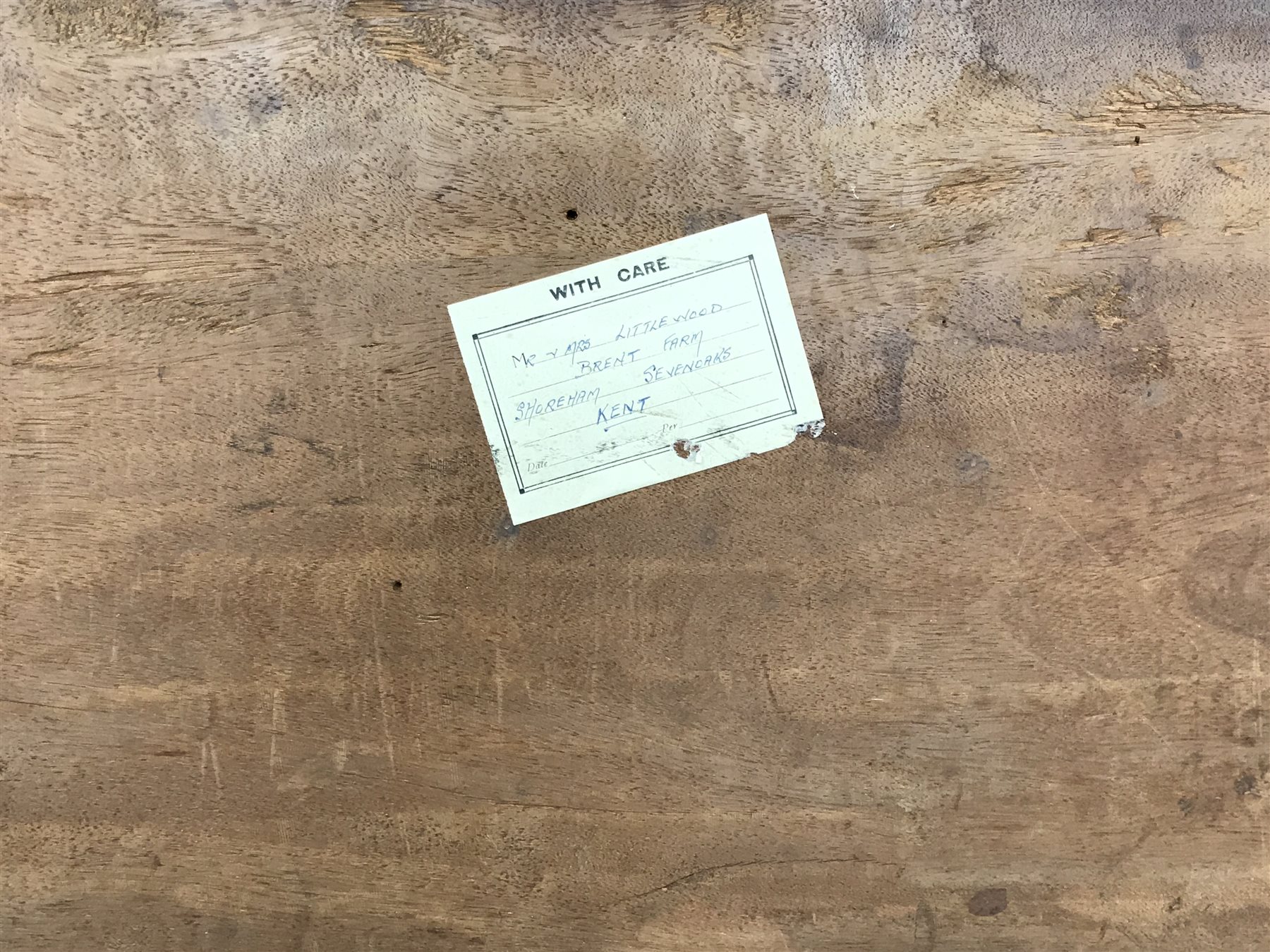 Seaman's camphorwood chest with hinged lid and rope handles, on platform base, stamped W.Cooper Hull, W105cm H48cm D41cm