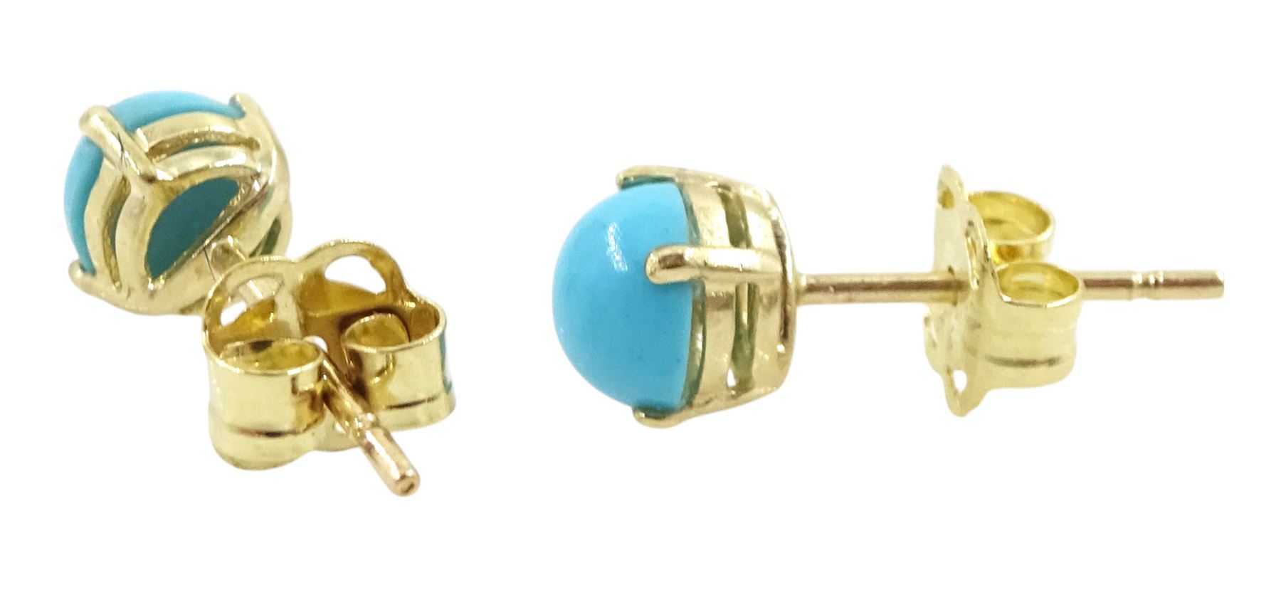 Pair of 9ct gold turquoise stud earrings
