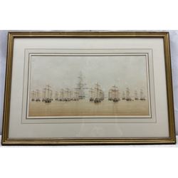William Frederick Settle (British 1821-1897): A Naval Regatta in the Humber, watercolour signed with monogram and dated '64, 26.5cm x 51cm