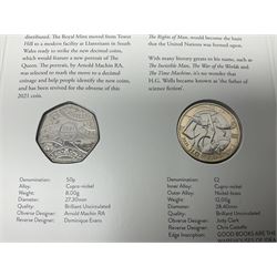 The Royal Mint United Kingdom 2021 brilliant uncirculated annual coin set, in card folder