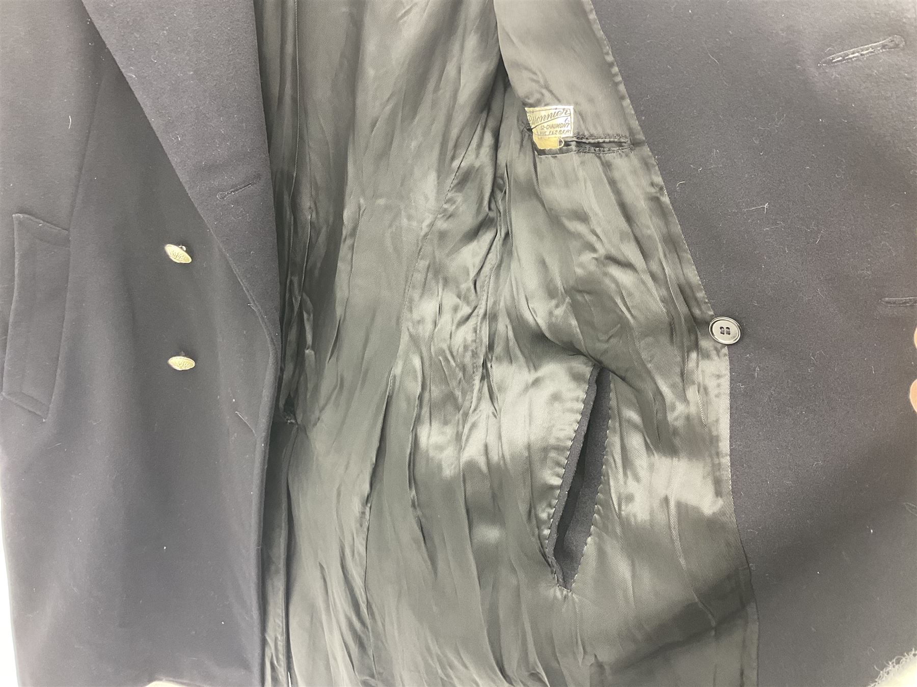 French Gendarmerie greatcoat, bears label for 'Maitre-Tailleur F.M. Barronnier 52 Chaumont 13 Rue Ferrer'; and French greatcoat (Indochine Period Vietnam 1947/1953)