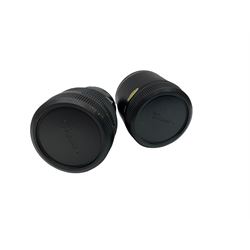 Zenza Bronica S2A medium format camera body, with Nikkor-P '1:2.8 f-75mm' lens, Zenza Bronica Zenzanon MC '1:3.5 f-150mm lens, Zenza Bronica Tele-Converter-E 2x, and two additional film cases. in a Billingham camera bag