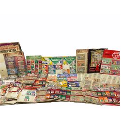 Collection of stamps including packets still mounted to the original shop cards, reading 'A Darracott Product Stamps 1d per pkt' etc, Countries include China, Spain, Argentina, Liberia, Denmark etc, in one box