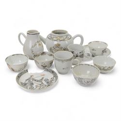 18th century Chinese export grisaille cup, decorated with Juno, the Roman Goddess of marri...