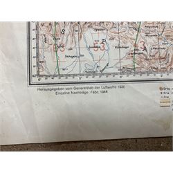 WWII German navigation map, Luft-Navigationskarte in Merkatorprojektion, of England, France, Netherlands, Denmark, H110cm, W74cm 
