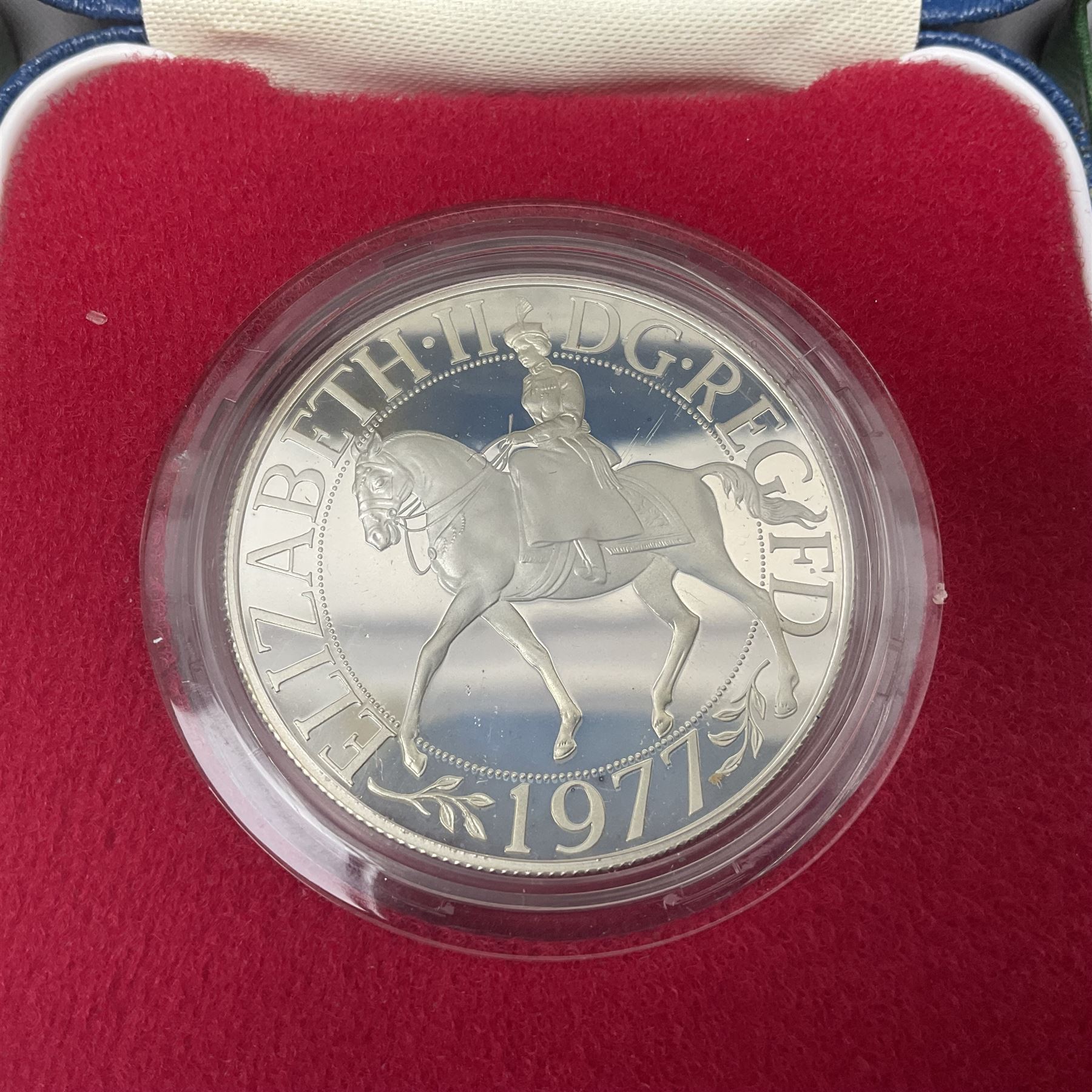 Six Queen Elizabeth II United Kingdom silver crown coins, comprising two 1972 'Silver Wedding', two 1977 'Silver Jubilee' and two 1981 'Commemorating The Marriage of His Royal Highness The Prince of Wales and Lady Diana Spencer', all cased with certificates 