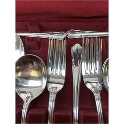 Viners Dubarry Classic stainless steel 43 piece canteen, lacking one teaspoon in canteen with paperwork 