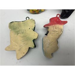 Art Deco plaster female bust, marked Arnova 353, together with a collection of wall masks 