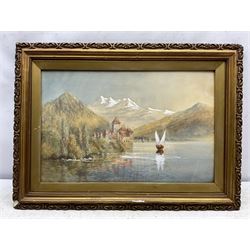 J F Elder (Scottish fl.1896-1898): Italianate Lake Scene, watercolour signed with initials and dated 1899, 32cm x 50cm