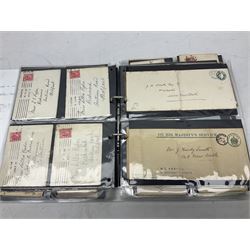 Queen Victoria and later Great British and World postal history, including postal stationary, mourning covers, QV Natal one penny stamps on cover, registered letters, postmark interest etc, housed in a ring binder folder