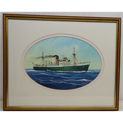  Adrian Thompson (British 1960-): Ship's Portrait - 'Rialto', oval watercolour signed 27.5cm x 40cm   