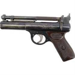 Webley Senior .22 air pistol, batch 209, the air chamber marked The Webley Senior, made in England, Webley & Scott Ltd Birmingham 4, Webley Patent, with checkered grip, H14cm, L19cm, together with book Webley Air Pistols; their history and development by Gordon Bruce 