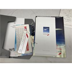 Queen Elizabeth II Gibraltar 2019 'The Concorde 50th Anniversary Gold Sovereign Prestige Set', comprising full, half and quarter sovereigns, cased with certificate, together with various items of Concorde memorabilia including cased binoculars, flight certificate for Heathrow to Moscow, 'Concorde Through The Lines' photographic tribute book etc