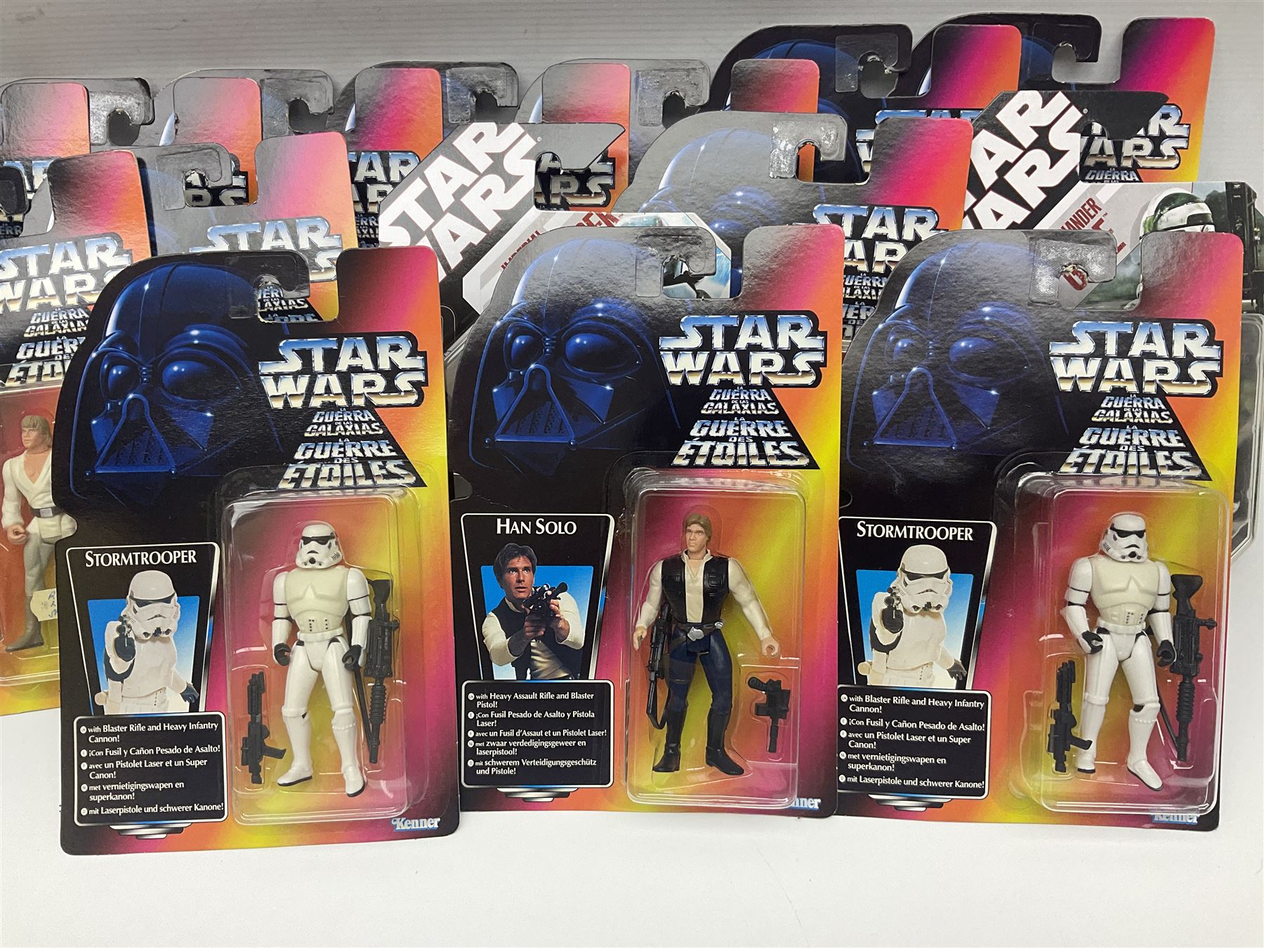 Star Wars - twenty-four carded figures including nineteen La Guerra De Las Galaxias La Guerre Des Etoiles; and five others; all in unopened blister packs (24)