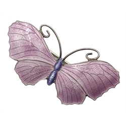  Enamel and silver butterfly brooch by John Aitkin & Son, Birmingham stamped sterling silver no 2369  