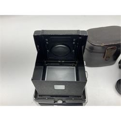 Mamiyaflex C3 TLR camera body, serial no. 2399634, with 'Mamiya Sekor 1:4.5 f=18cm' lens, serial no. 690864 and 736076