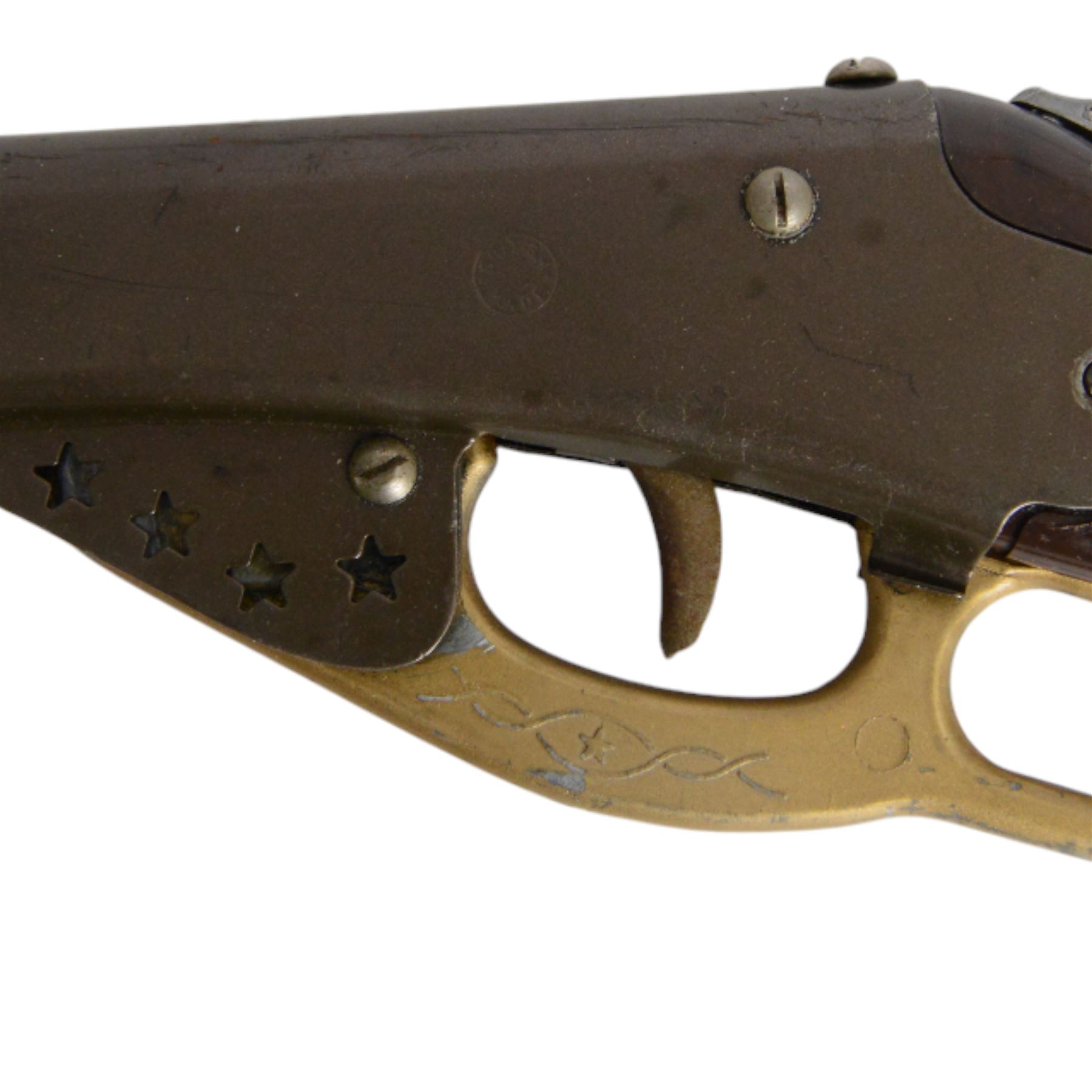 British made under lever toy cork pop-gun, circa 1950's, L80cm
