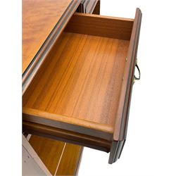 Cherry wood open bookcase, fitted with two drawers and single shelf 