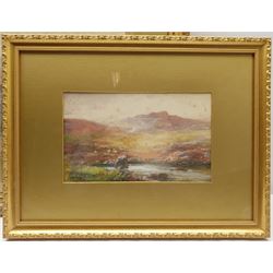 George Brooks Percy Lillington (British 1850-1932): Stone Bridge Dartmoor, watercolour signed 30cm x 50cm; George Henry Jenkins (British 1838-1914): Sheep on Dartmoor, watercolour signed 17cm x 28cm (2)