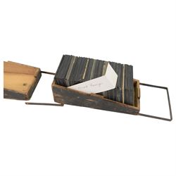 Collection of magic lantern slides, including views of Scarborough, shipping and harbour scenes, animals, travel and tourist views, etc, contained within four wooden cases