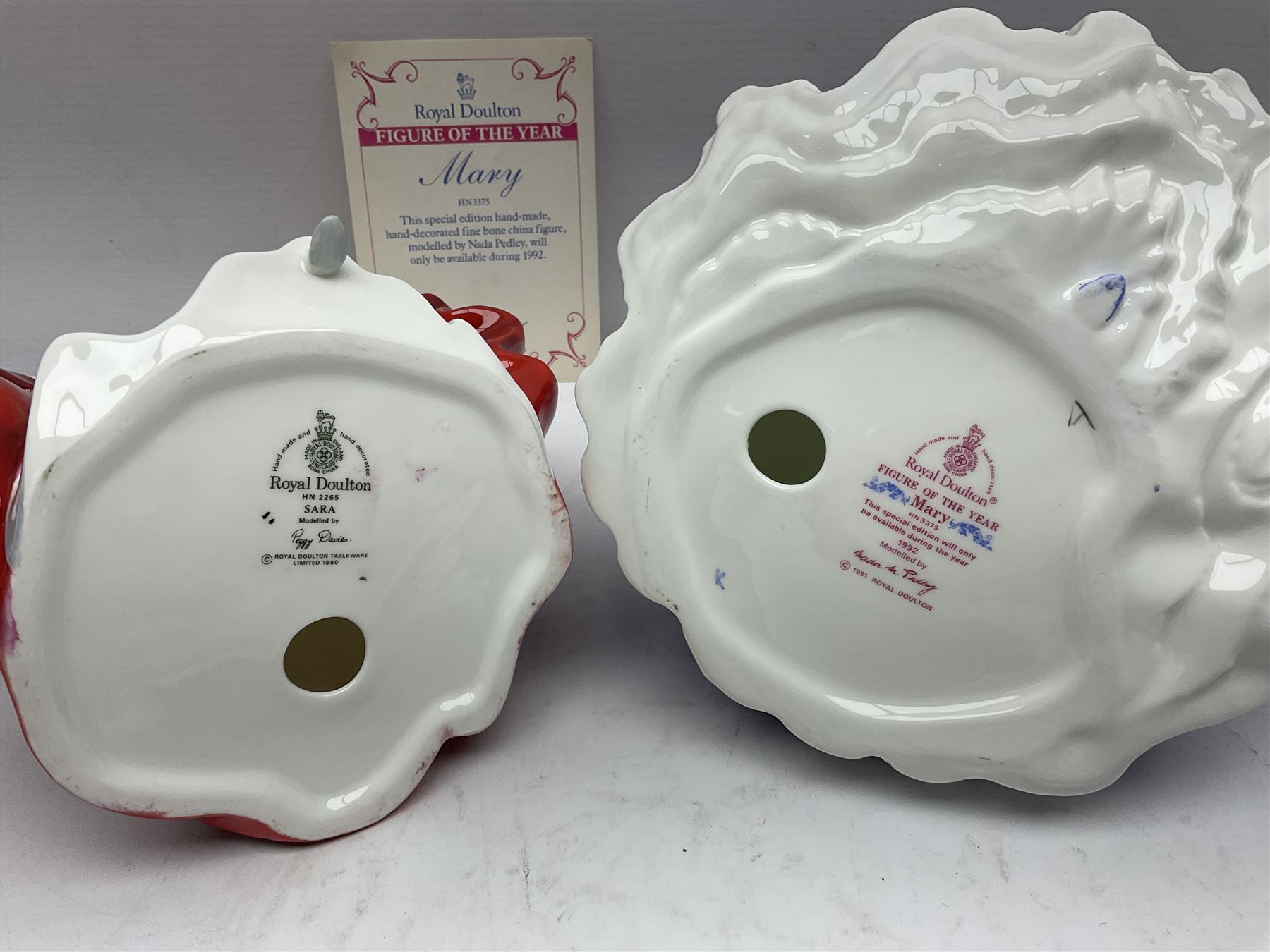 Seven Royal Doulton figures, comprising Sara HN2265, Lorraine HN4301, Mary HN3375, Olivia HN5114, Charlotte HN4092, Josephine HN4223 and Rachel HN4780, together with five smaller Royal Doulton figures (12)