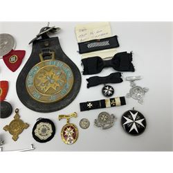 Collection of St John Ambulance enamel, metal and embroidered badges, together with St John Ambulance cadets sixty years medallion and a horse brass  