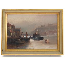 Walter Linsley Meegan (British c1860-1944): Scarborough and Whitby Harbour, pair oils on canvas signed 24cm x 34cm (2)