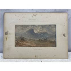 George Weatherill (British 1810-1890): 'Roseberry Topping & Cook's Monument', watercolour unsigned, original title on the mount 13cm x 24.5cm (unframed)