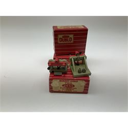 Hornby Dublo - twenty-three pairs of buffer stops including three pairs of 2451 Illuminated for two-rail track; five pairs of 3450 for three-rail track only; and fifteen D1 pairs; all boxed; and two odd loose buffers (21)