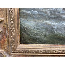 William Anslow Thornley (British fl.1858-1898): Shipping at Sea, oil on canvas signed 24cm x 44cm