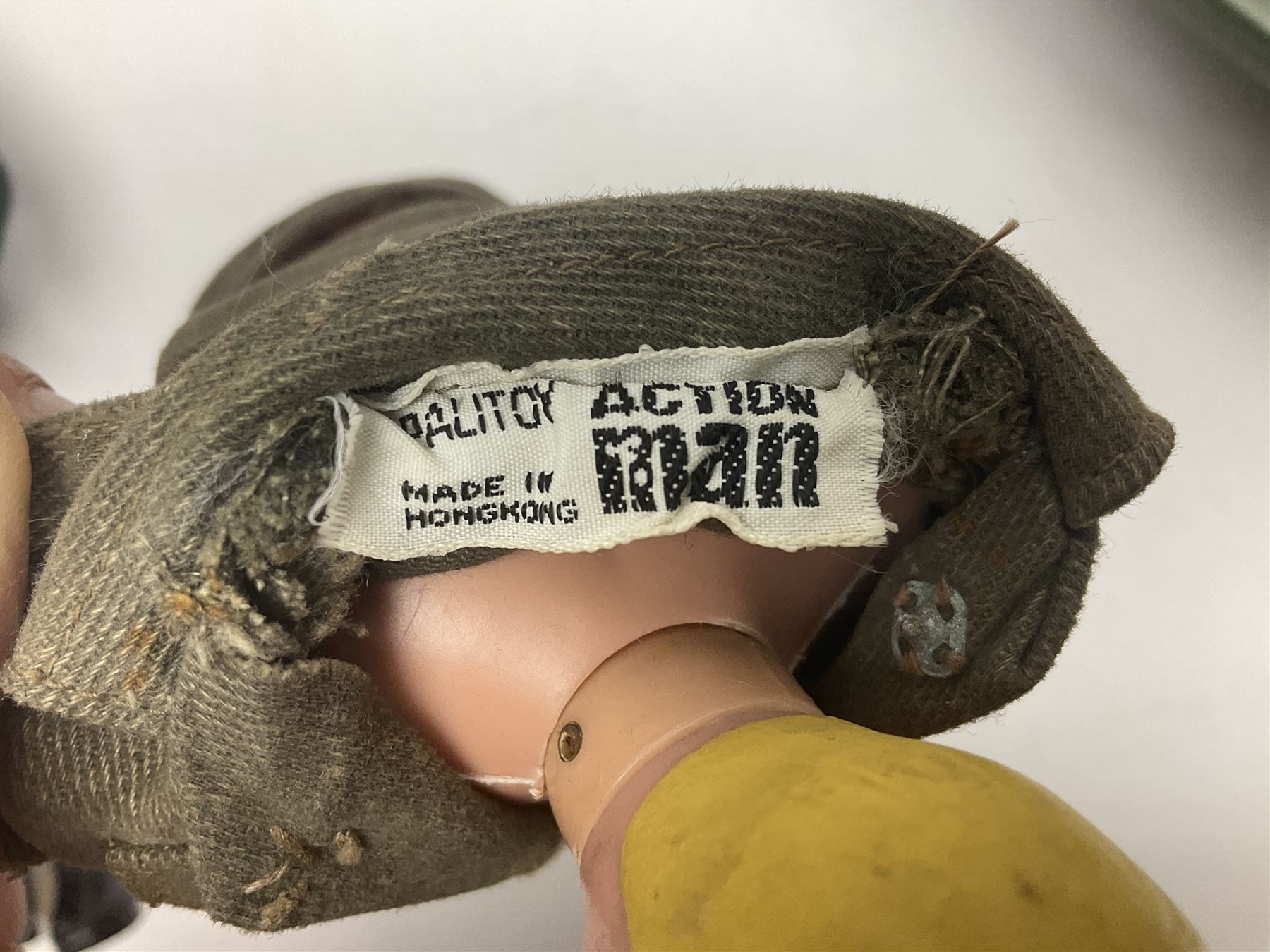 Action Man - five figures marked on the back 'Made in England by Palitoy under licence from Hasbro 1964', one dressed as a German Stormtrooper, one as a Red Devil Pilot and three in army uniform; another similar action figure marked to the right buttock ' G.I. Joe Copyright 1964 by Hasbro Patent Pending Made in Canada' dressed in army uniform; together with an Action Man jeep, field gun, mortar and machine guns and other accessories including helmets and weapons, parachute, diving equipment, skis and snow shoes, boots, uniforms etc; all unboxed