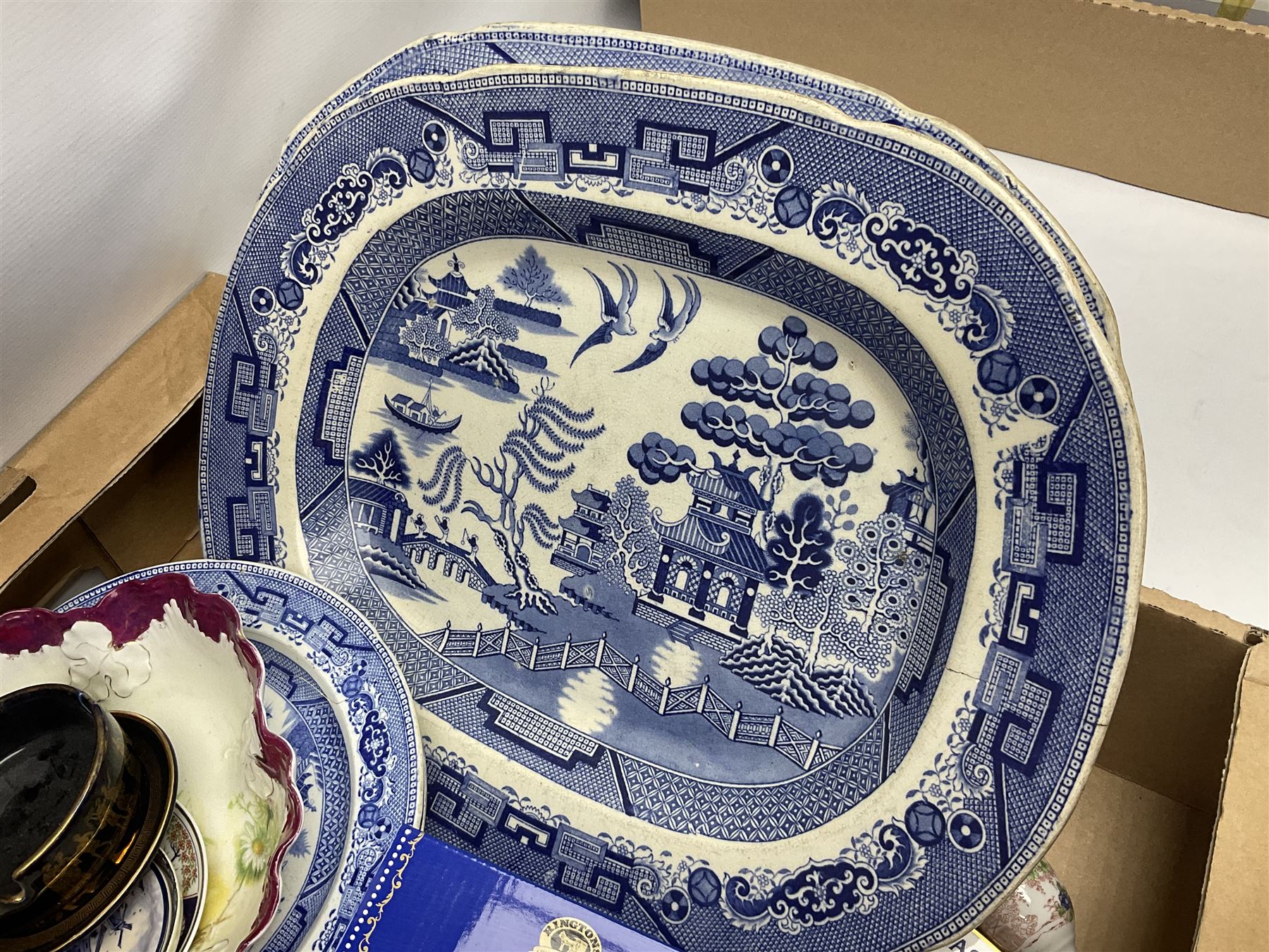 Victorian and later ceramics and glassware, to include cranberry glass, Limoges, blue and white, teawares etc