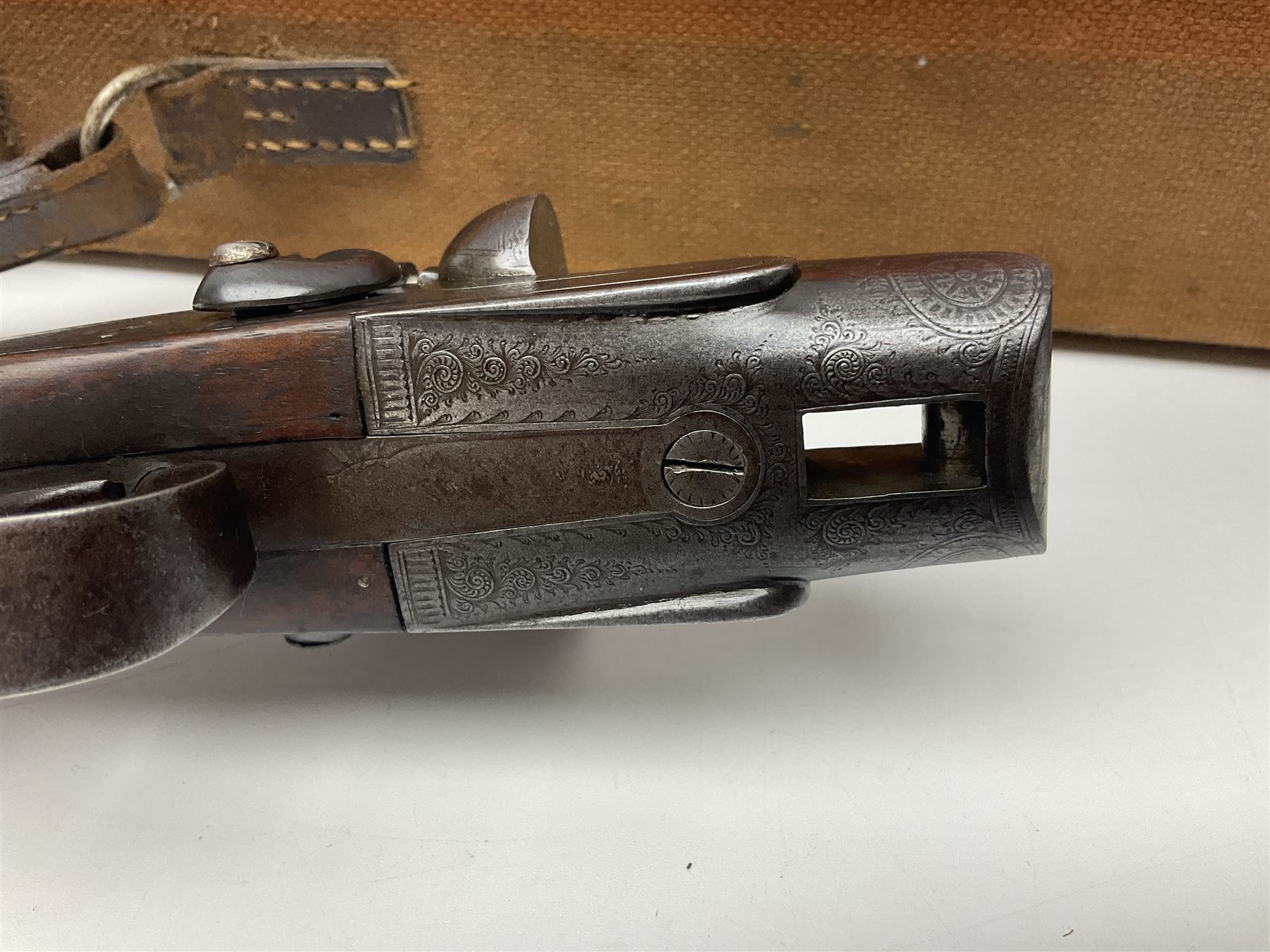 SHOTGUN CERTIFICATE REQUIRED - Late 19th century R. Robinson of Hull 12-bore side-by-side double barrel hammer shotgun; with 76cm(30